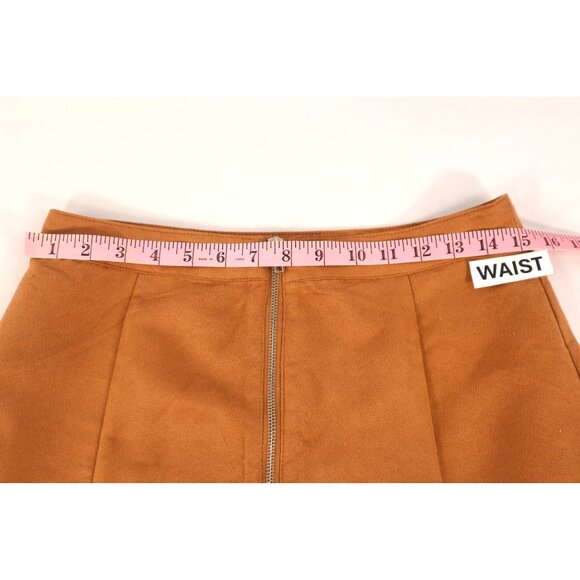 Forever 21‎ Women's suede A-Line Mini Skirt with Front Zipper Size Large Brown - Picture 7 of 11